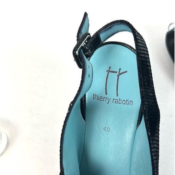 NWOB Thierry Rabotin Wedge Sandals Black Leather Slingback Italy 40 US 9,5 - Picture 12 of 15